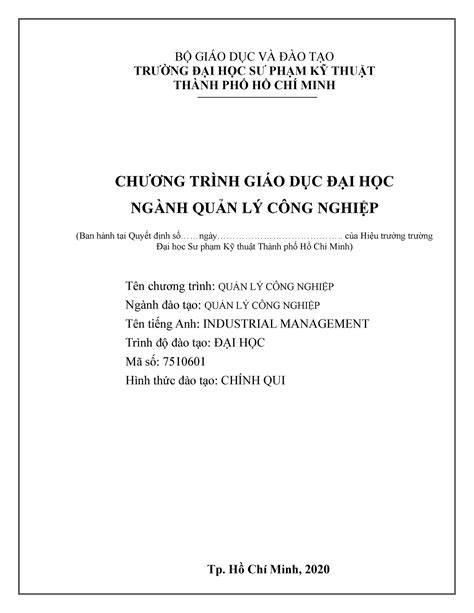 Chương trình QLCN K2020 BỘ GIÁO DỤC VÀ ĐÀO TẠO TRƯỜNG ĐẠI HỌC SƯ PHẠM