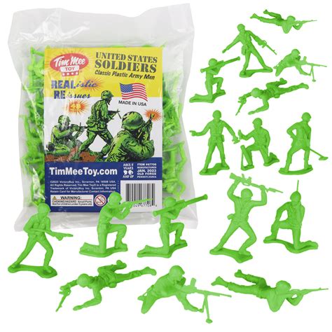 TimMee PLASTIC ARMY MEN Lime Green 48pc Toy Soldier Figures - USA Made – BMC Toys