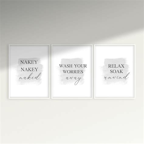 Set Of 2 Wash Your Worries Away Print Nakey Nakey Naked Relax Soak Unwind Bathroom Print