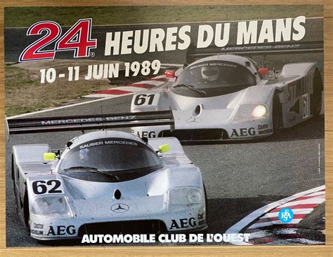 Original 1989 Le Mans official event poster :: 24 Heures du Mans