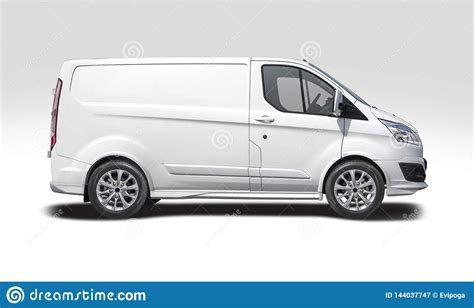 White Ford Transit Custom Van Isolated on White Background