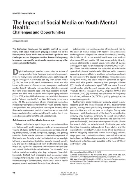 Pdf The Impact Of Social Media On Youth Mental Health Challenges And