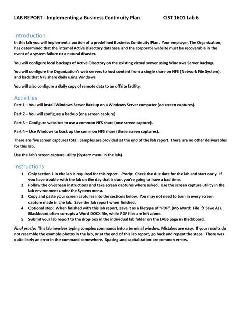 1601 Lab 6 Report Worksheet 1 LAB REPORT Implementing A Business