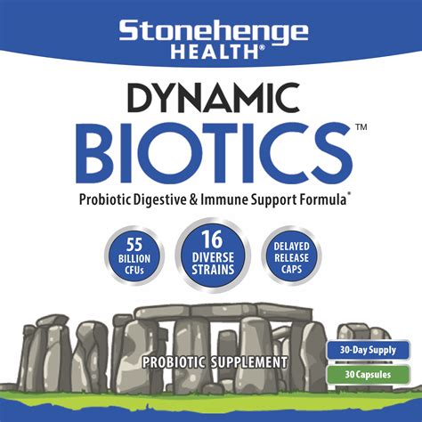 Stonehenge Health Dynamic Biotics Probiotics 55 Billion Cfu 16 Strains Prebiotic Supplement