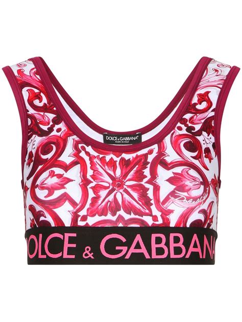 Dolce Gabbana Majolica Print Cropped Top Farfetch