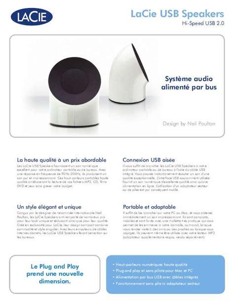 Notice Lacie Usb Speakers Trouver Une Solution à Un Problème Lacie