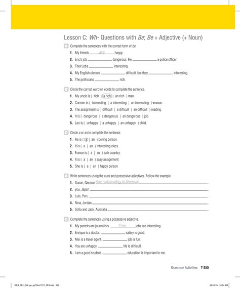 World English E Level Grammar Activities Unit Lesson C Grammar