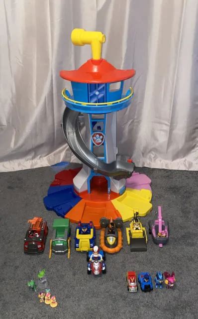 PAW PATROL MY Size Mighty Lookout Tower With Vehicles Pups Excellent