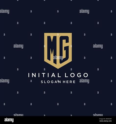 MG Monogram Initials Logo Design With Shield Icon Template Stock Vector