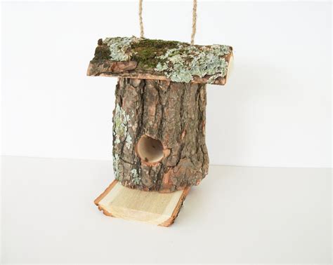 Rustic Bird Feeder Wooden Log Bird Feeder Natural Sassafras