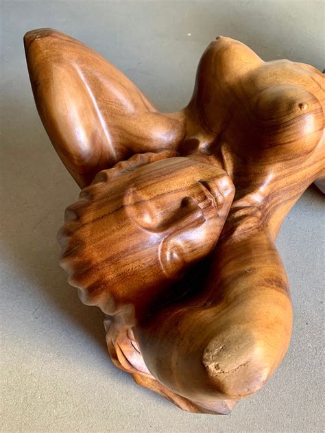 Hand Carved Wooden Female Nude Sculpture Coffee Table Vintage Etsy