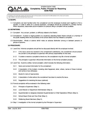 Fillable Online Salkeiz K12 Or PROCEDURE Complaints Public Process