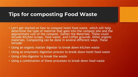 Ppt Different Ways To Compost Food Waste In Hotels Powerpoint