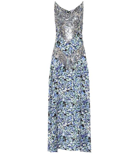 Floral Chain Mail And Satin Maxi Dress By Paco Rabanne Coshio Online Shop