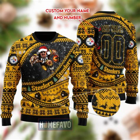 Pittsburgh Steelers Mascot Woolen Christmas Full Print Sweater - HomeFavo