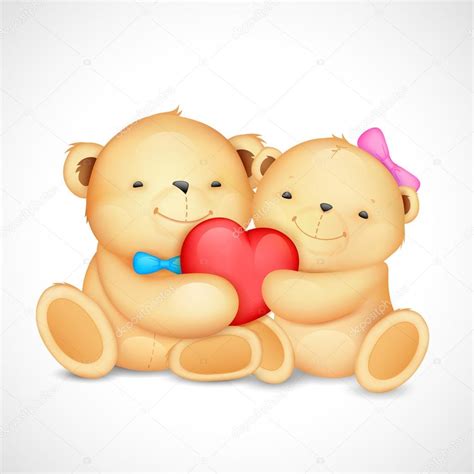 Bear hugging heart | Teddy Bear Couple hugging heart — Stock Vector ...