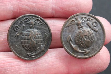 Pair Of Usmc World War I Marine Corps Enlisted Eagle Globe Anchor Collar Discs Ebay