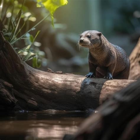 Premium AI Image | Otter in natural habitat generative AI