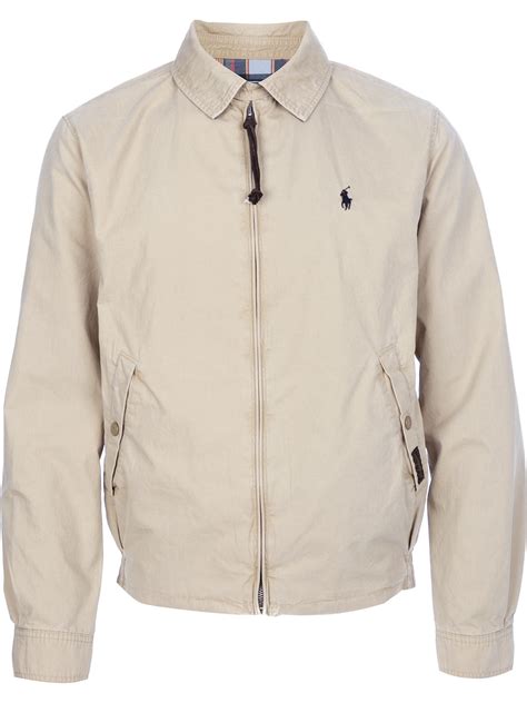 Polo Ralph Lauren Zipped Jacket In Beige For Men Lyst