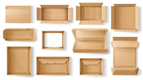 Premium Photo Set Of Cardboard Box Mockups Isolated On White