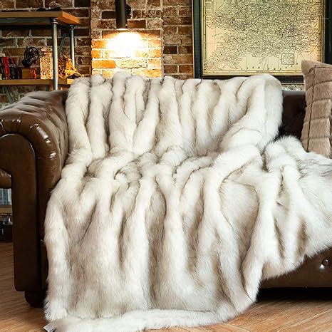 Amazon BATTILO HOME Luxury White Faux Fur Throw Blanket Long Pile