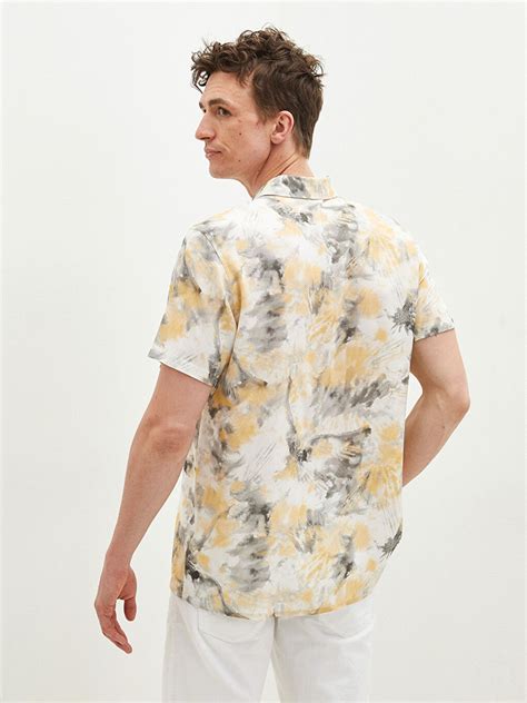 Regular Fit Short Sleeve Patterned Viscose Mens Shirt S1g371z8 F9c