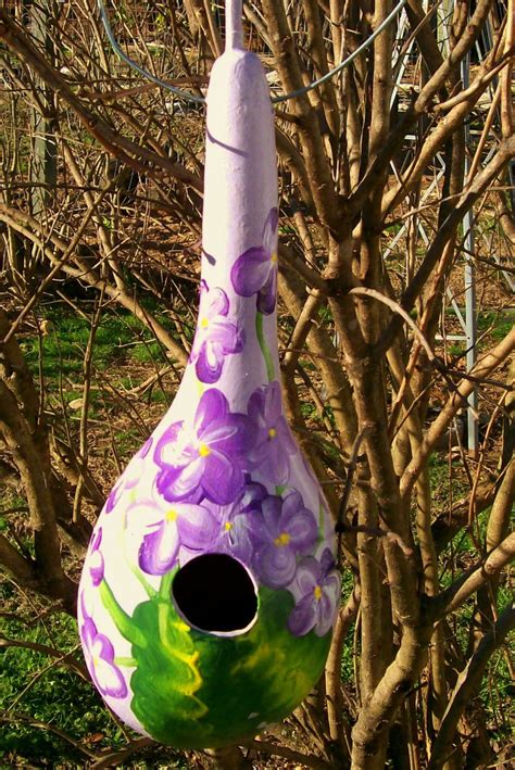 Violets Handpainted Gourd Birdhouse Etsy Gourds Birdhouse Outdoor