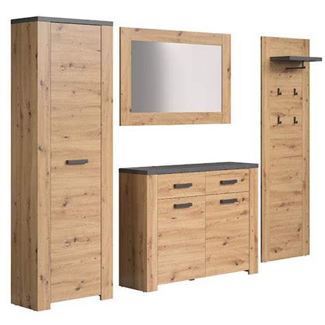 Fero Wooden Hallway Furniture Set In Artisan Oak And Matera Furniture