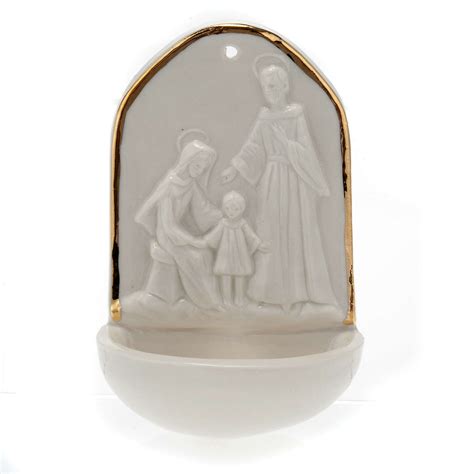 Pila Agua Bendita Porcelana Blanca Sagrada Familia Venta Online En