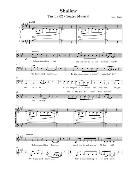 Shallow Lady Gaga Shallow Sheet Music For Piano Show Choir Easy