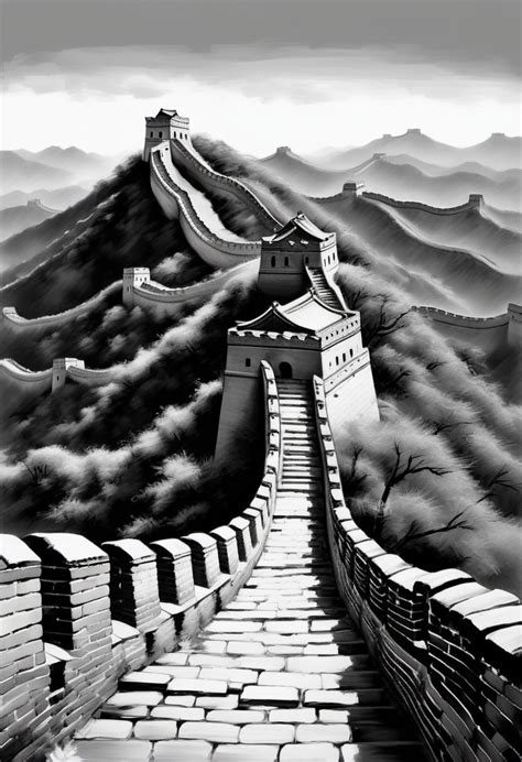 great wall of china make it like a handwritten sketch pencil drawing Prompts | Stable Diffusion ...