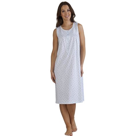 Womens Slenderella Floral Nightdress Sleeveless 100 Cotton Sleepwear Nightie Ebay