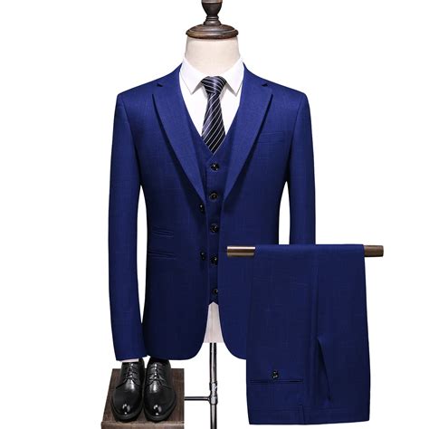 Costume Trois Pi Ces Bleu Pur Pour Homme Tenue De C R Monie D Affaires