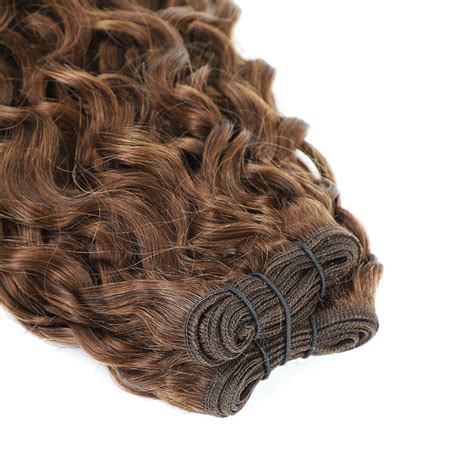 Weft Curly Hair Extensions Chestnut Brown