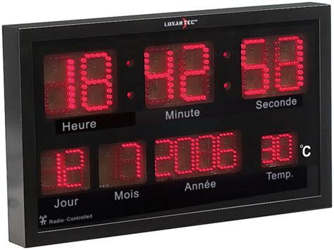 Horloge murale radio pilotée à LED rouges Horloges Pearl fr