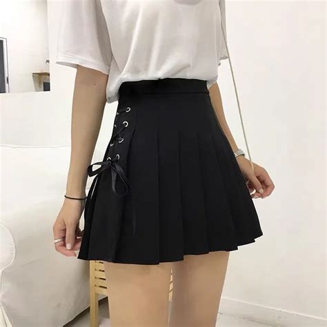 Summer Outdoor Sex Pleated Skirt Women Safety Short Pants High Waist Sexy Lace Up Mini Skirts