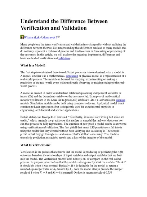 Understanding The Difference Between Verification And Validation A Guide To Ensuring Your