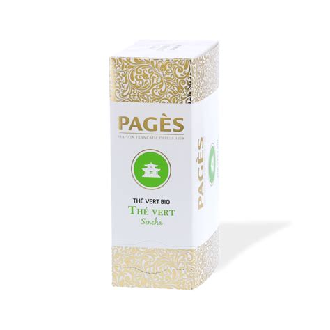 Thé Vert Bio Sencha Pagès Prestige du Monde 24 Sachets Café