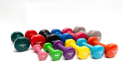 York Vinyl Multi Color Dumbbell Set 12 Pairs New Expert Fitness