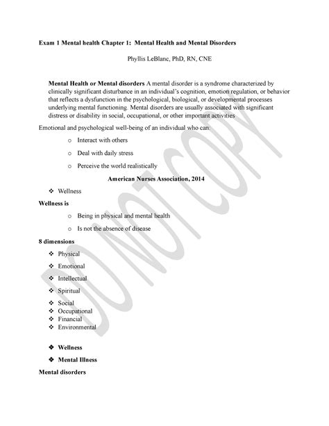 Exam 1 Mental Health Chapter 1 Exam 1 Mental Health Chapter 1 Mental