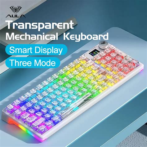 Aula Teclado Mec Nico Sem Fio Para Jogos Bluetooth G Hot Swappable Transparente Rgb Backlit