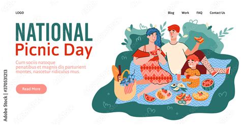 National Picnic Day Website Banner Template With Couple Having A Picnic