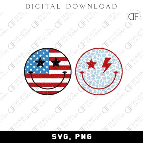 Retro Smiley Face Png American Flag Smiley Png Fourth Of Etsy Australia