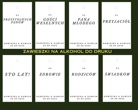 Zawieszki Na Alkohol Diy Na Wesele Minimalistyczne Do Druku Pdf Etsy