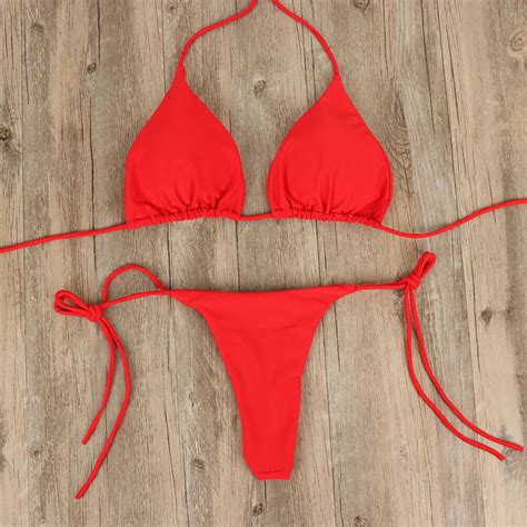 Buy Sexy Micro Bikini Shiny Women Brazilian G String Set Thong Swimwear Swimsuit Online At