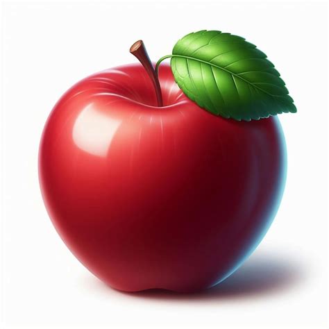 Premium Photo A Red Apple With A Green Leaf On Its Top