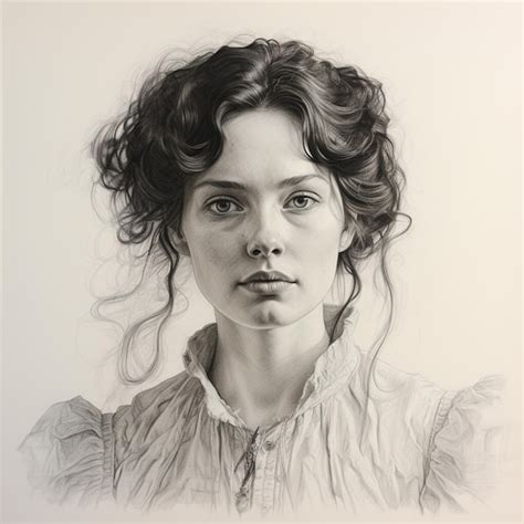 Premium Photo Pencil Sketch Of Portrait Of Woman