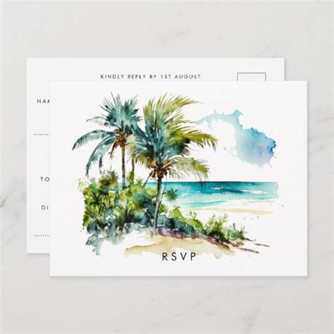 Beach Tropical Aloha Wedding Rsvp Postcard Zazzle