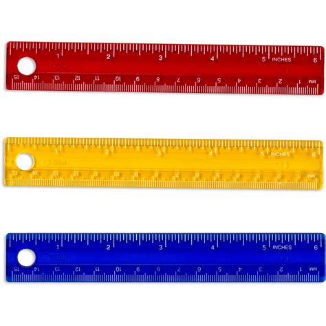 Assorted Color Metric And Inches Plastic Rulers Whiteboard Chalk