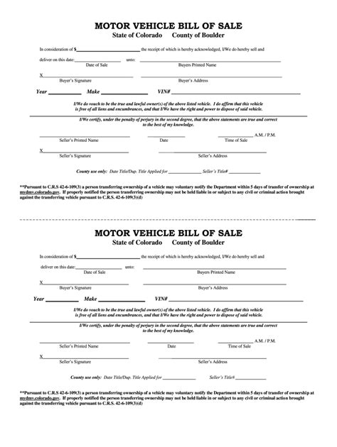 Colorado Motor Vehicle Bill Fill Out Sign Online DocHub